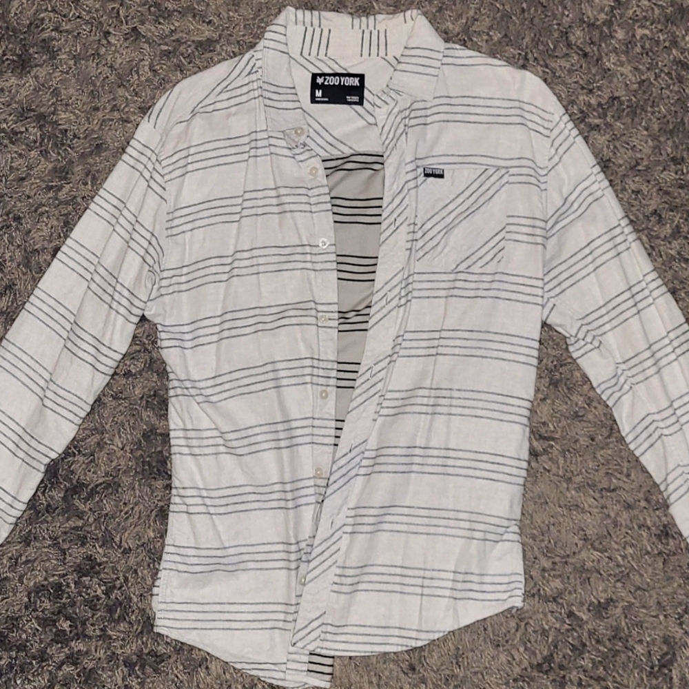 Button down shirt - silver/grey with black stripes - Zoo York